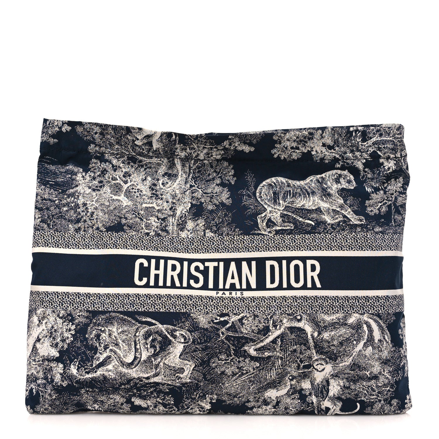 Christian Dior Technical Fabric Toile De Jouy Reverse Diortravel Zipped Pouch Blue Multicolor 1 of 9
