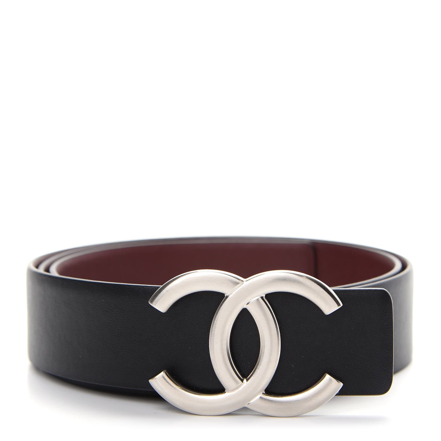 Chanel Calfskin CC Reversible Belt 85 Black Burgundy 1 of 7
