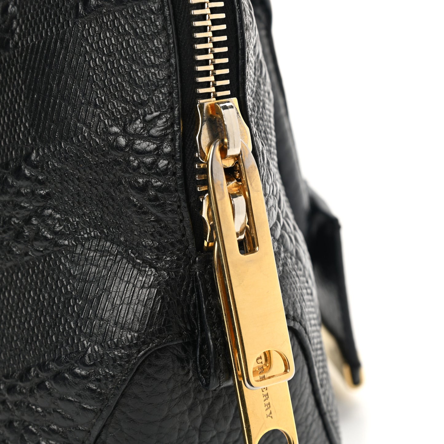Heritage Grain Check Embossed Small Orchard Bowling Bag Black