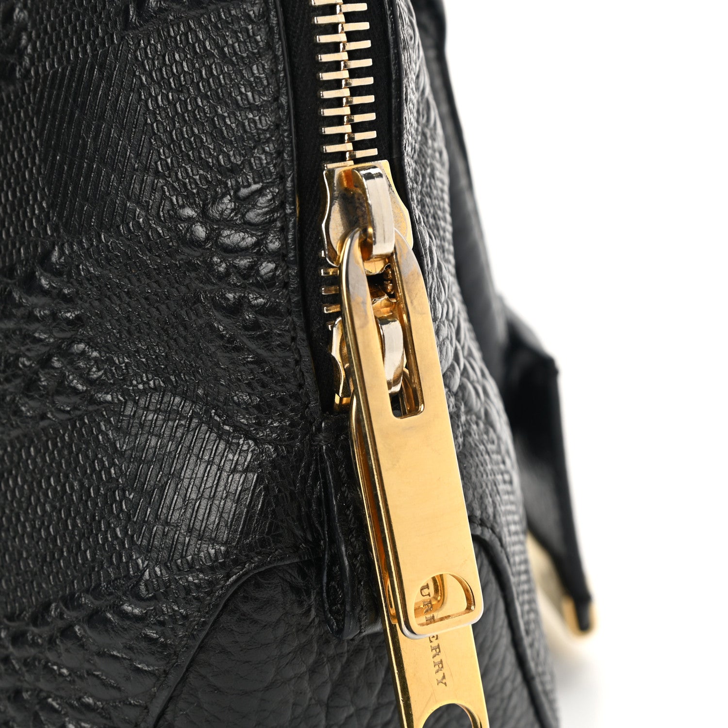 Burberry Heritage Grain Check Embossed Small Orchard Bowling Bag Black 11 of 14