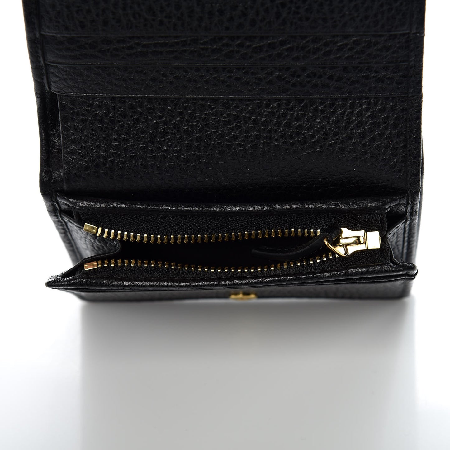 Pebbled Calfskin GG Marmont Card Case Black