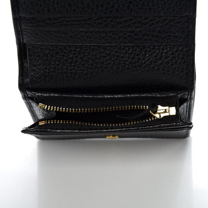 Gucci Pebbled Calfskin GG Marmont Card Case Black 5 of 10