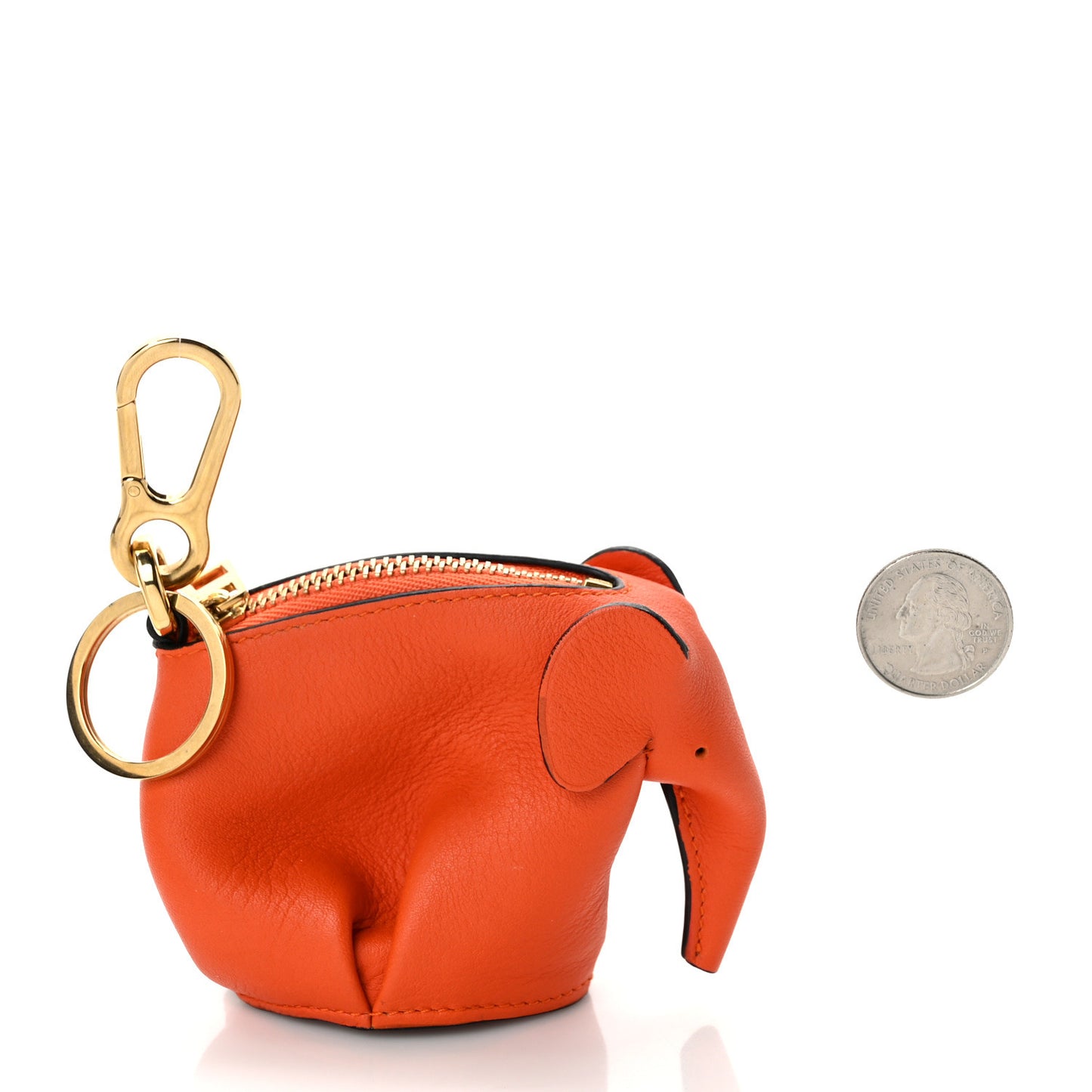 Calfskin Elephant Charm Orange