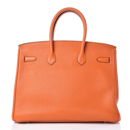 Hermes Taurillon Clemence Birkin 35 Orange 4 of 29