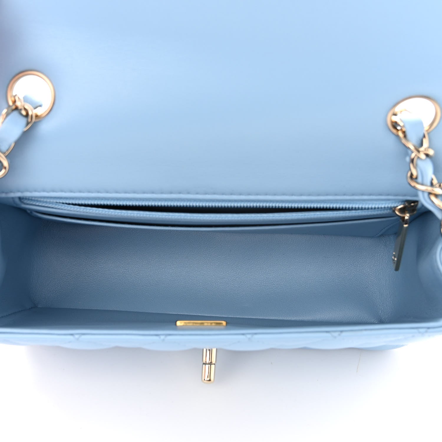 Chanel Lambskin Quilted Mini Rectangular Flap Light Blue 5 of 11