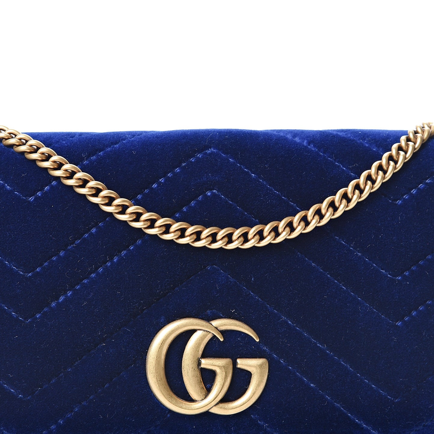 Velvet Matelasse GG Marmont Mini Bag Cobalt Blue
