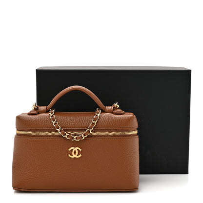 Chanel Grained Calfskin Top Handle Slim Vanity Case With Chain Camel 10 of 10