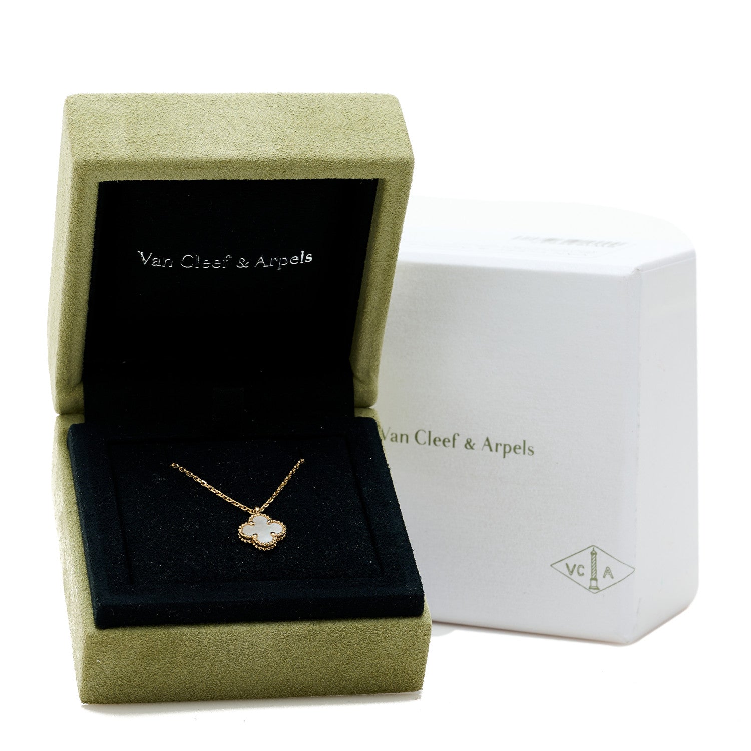 Van Cleef & Arpels 18K Yellow Gold Mother of Pearl Sweet Alhambra Pendant Necklace 5 of 6