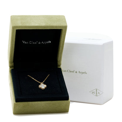 Van Cleef & Arpels 18K Yellow Gold Mother of Pearl Sweet Alhambra Pendant Necklace 5 of 6