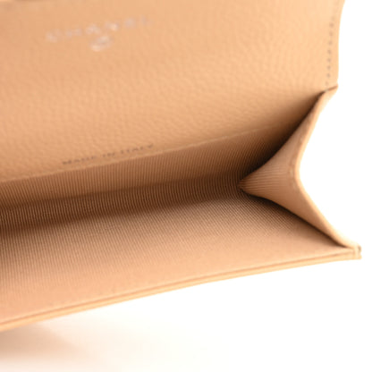 Chanel Caviar Quilted Flap Card Holder Wallet Beige 5 of 9
