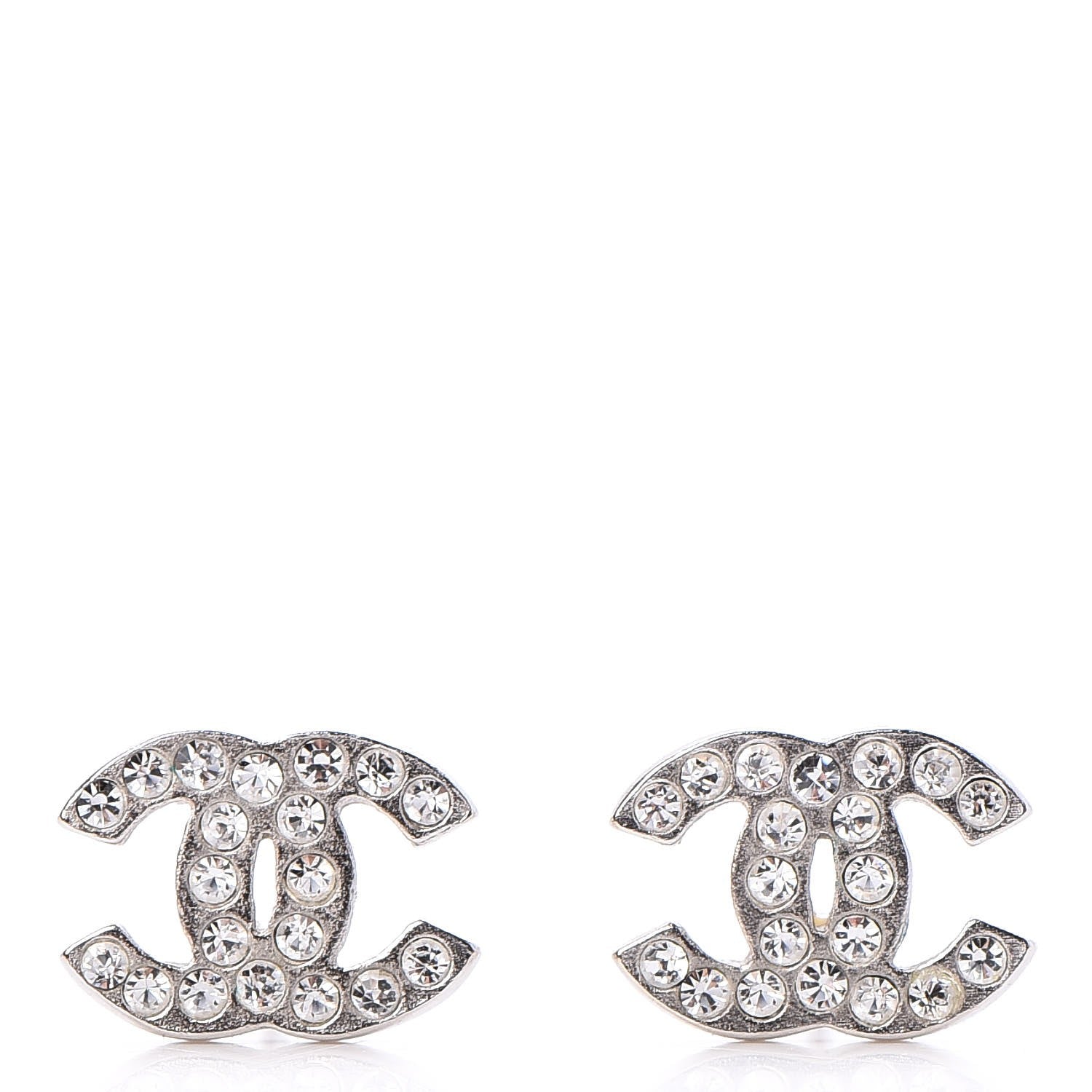 Chanel Crystal Mini Timeless CC Earrings Silver 1 of 4