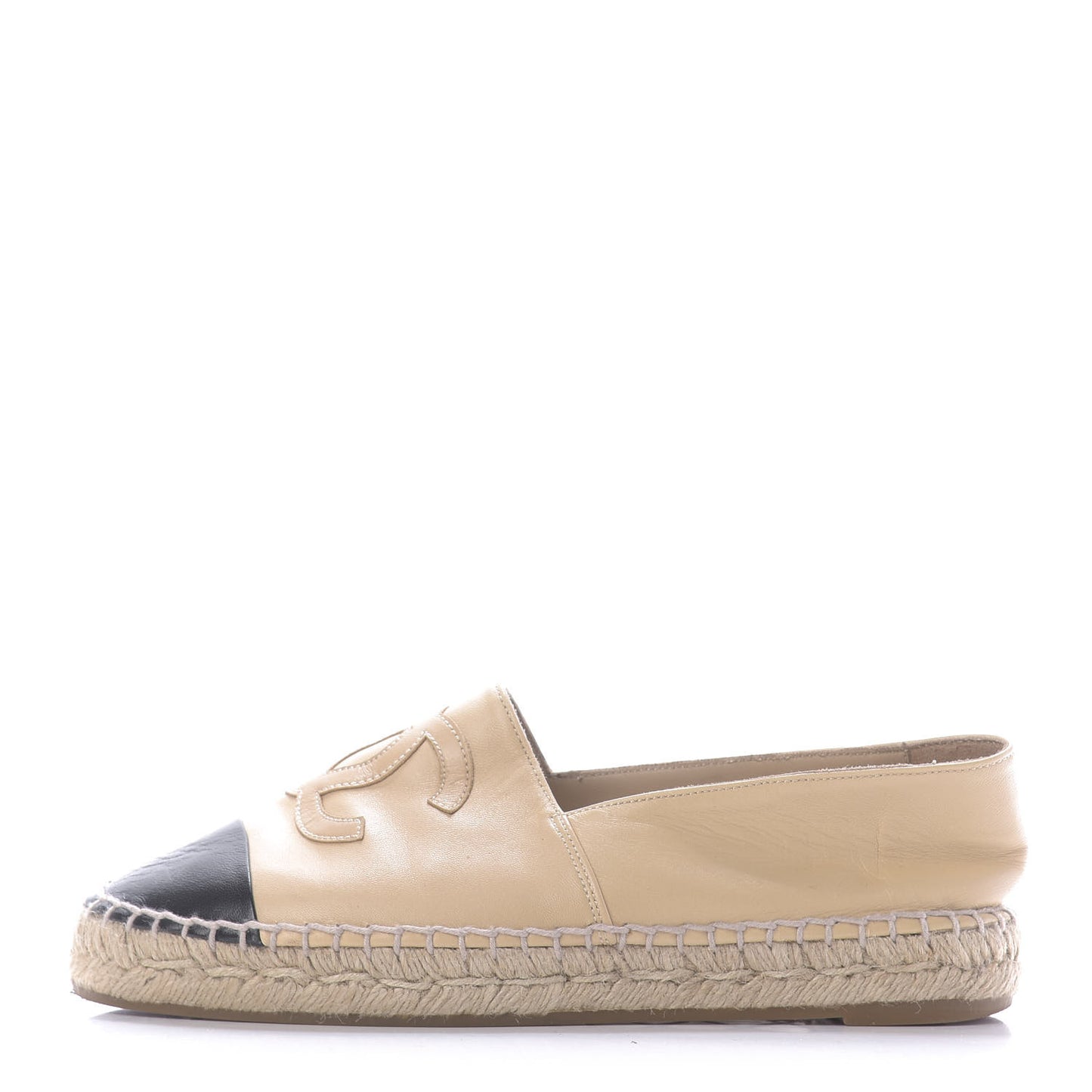 Lambskin CC Espadrilles 36 Beige Black