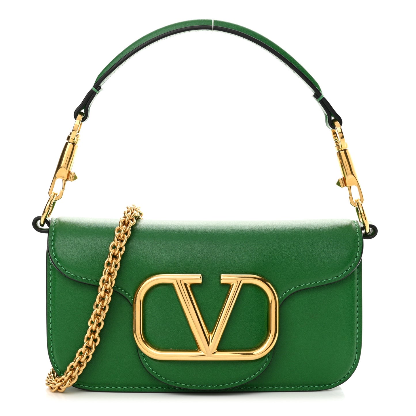 Calfskin Vlogo Small Loco Shoulder Bag Gea Green
