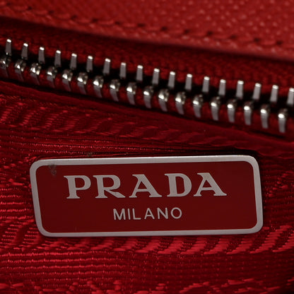 Prada Saffiano Tessuto Nylon Chain Shoulder Bag Rosso 6 of 13