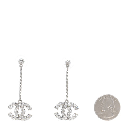 Chanel Baguette Crystal CC Drop Earrings Silver 2 of 5