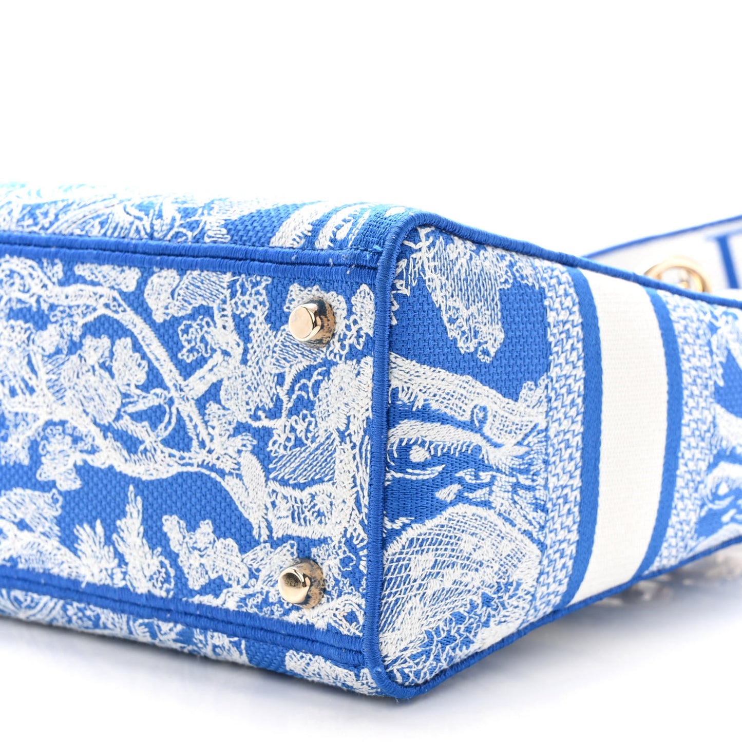 Canvas Toile De Jouy Reverse Embroidered Medium Lady D-Lite Fluorescent Blue