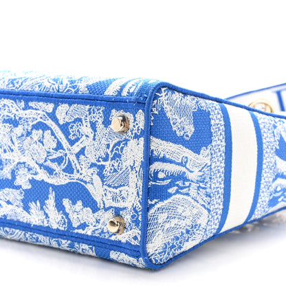 Christian Dior Canvas Toile De Jouy Reverse Embroidered Medium Lady D-Lite Fluorescent Blue 9 of 9