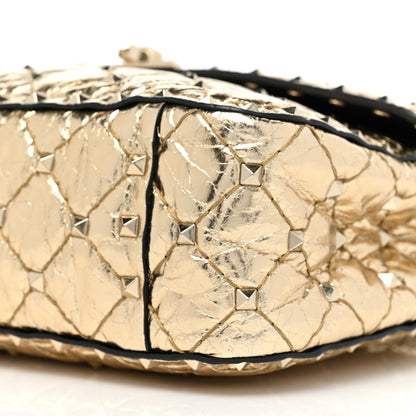 Valentino Garavani Metallic Wrinkled Lambskin Medium Rockstud Spike Shoulder Bag Mekong 7 of 12