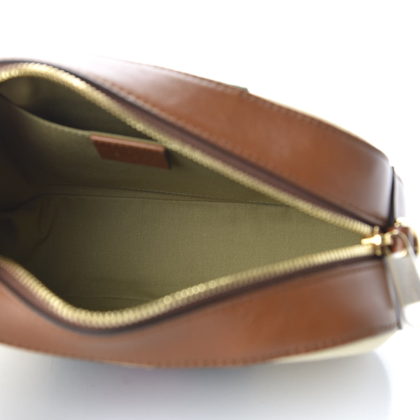 Vintage Canvas Web Shoulder Bag Sand Cuir
