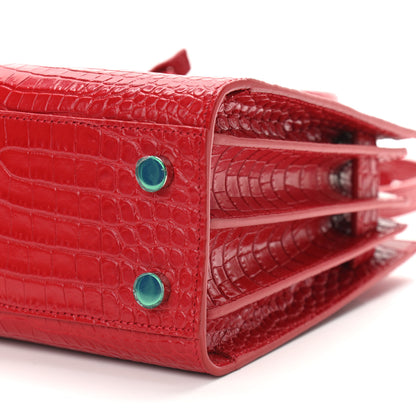 Saint Laurent Calfskin Crocodile Embossed Nano Sac De Jour Red 10 of 10