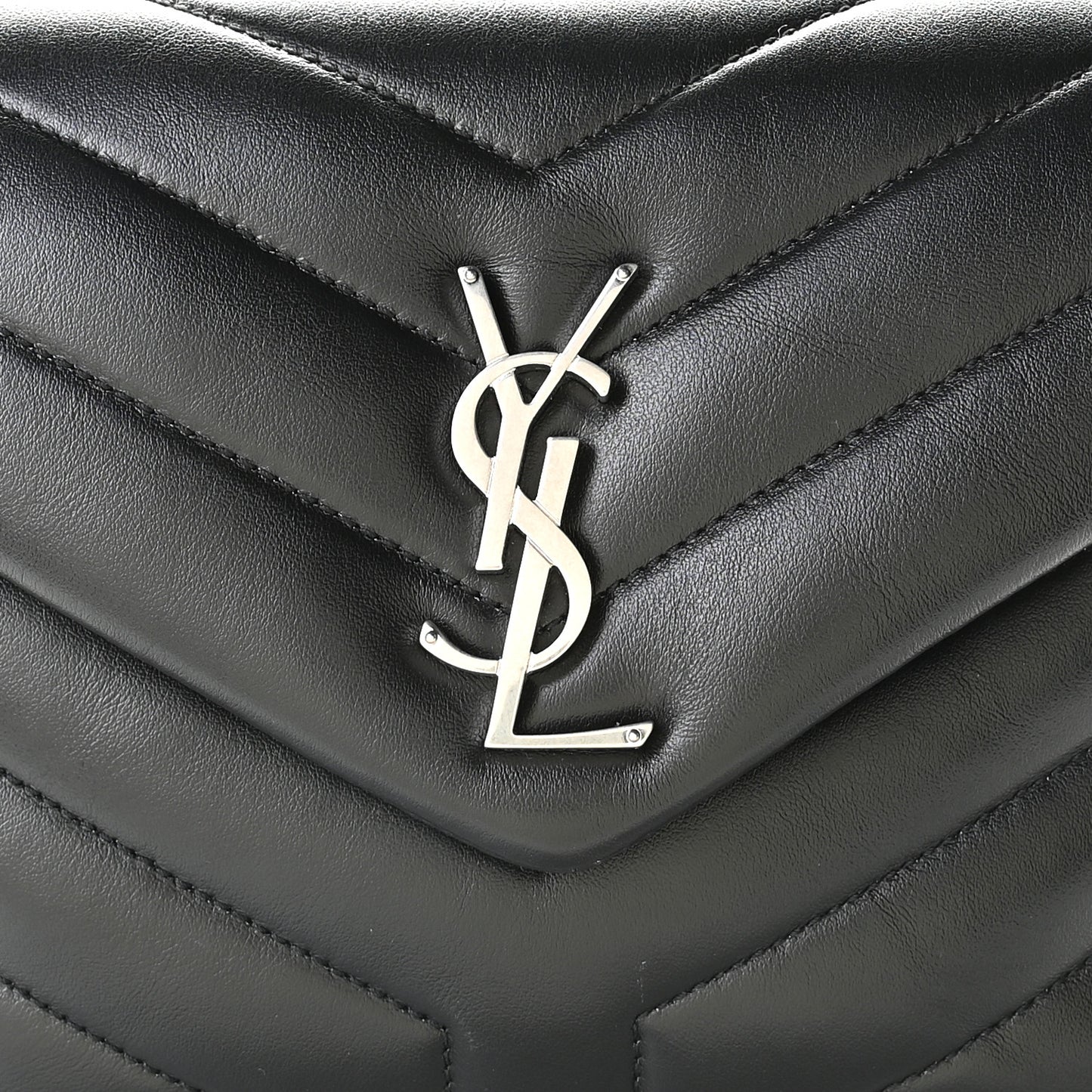Calfskin Y Quilted Monogram Small Loulou Chain Satchel Black
