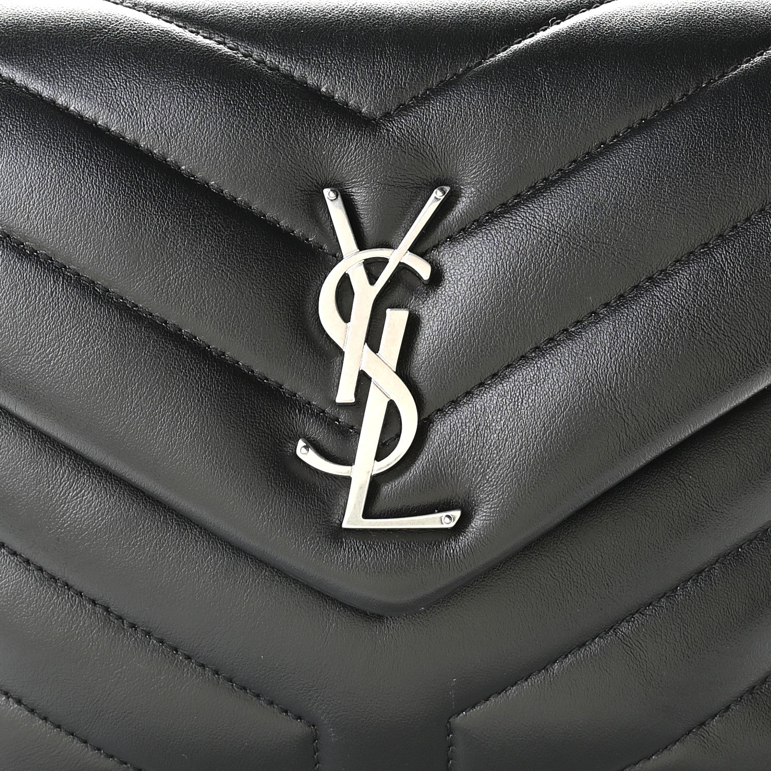 Saint Laurent Calfskin Y Quilted Monogram Small Loulou Chain Satchel Black 10 of 10