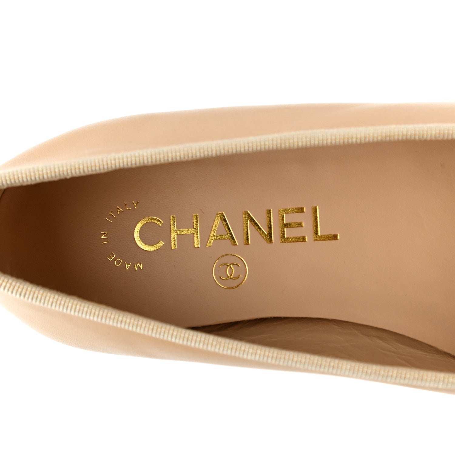 Chanel Lambskin Cap Toe Ballerina Flats 36.5 Beige Black 7 of 9
