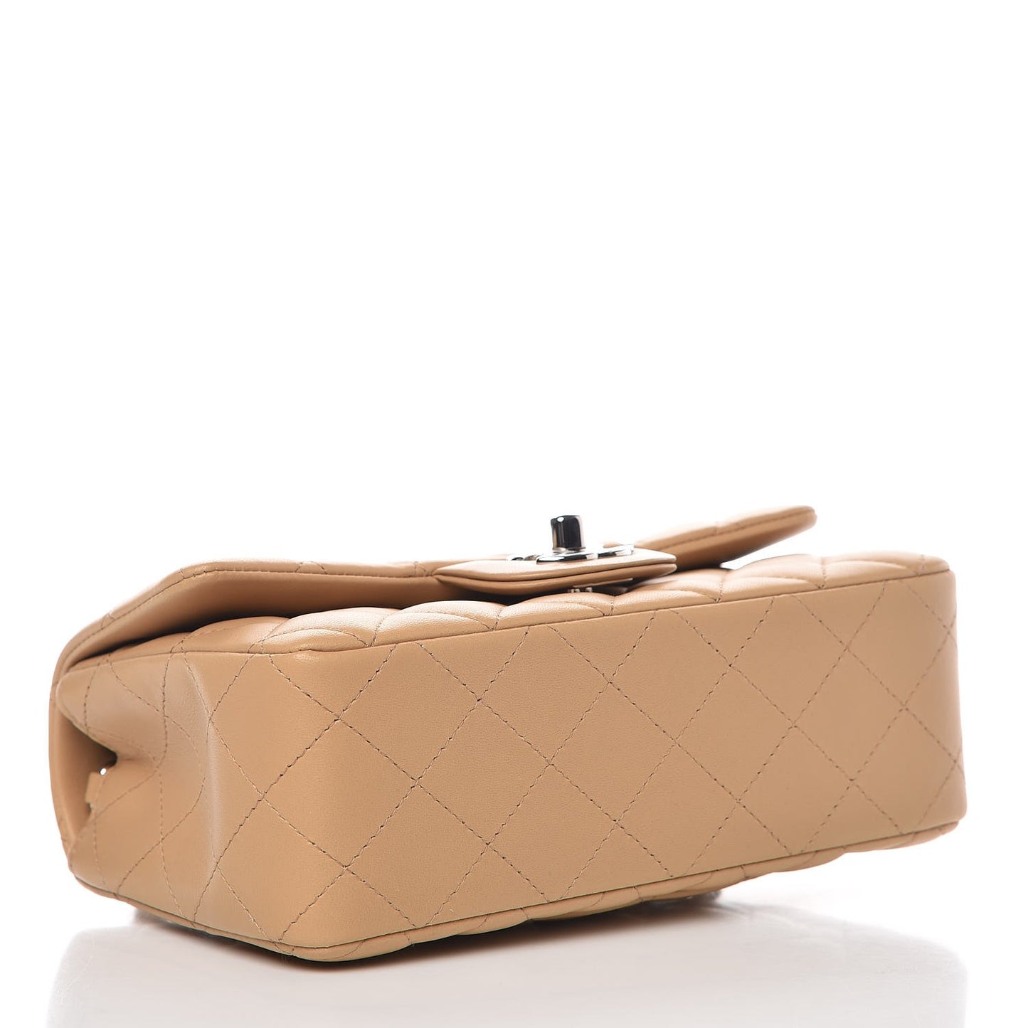 Lambskin Quilted Mini Rectangular Flap Beige