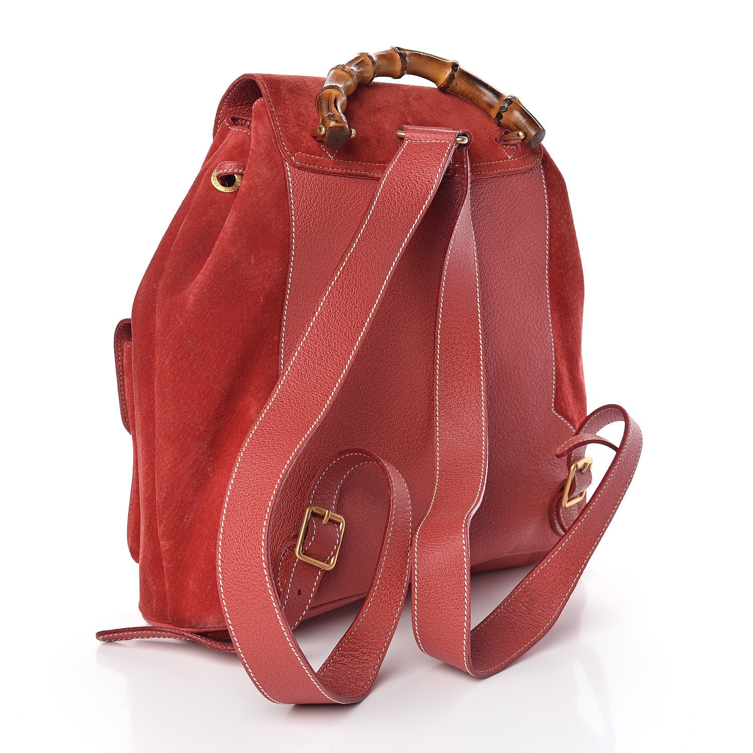 Gucci Suede Bamboo Backpack Red 4 of 13