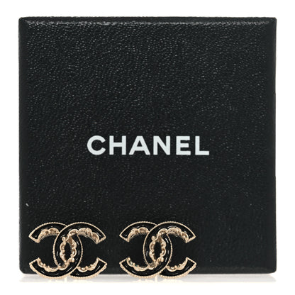 Chanel Enamel CC Baroque Earrings Black Gold 5 of 5