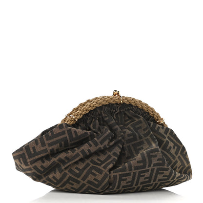 Fendi Fabric Jacquard FF Braided Shell Clutch Tobacco 5 of 18