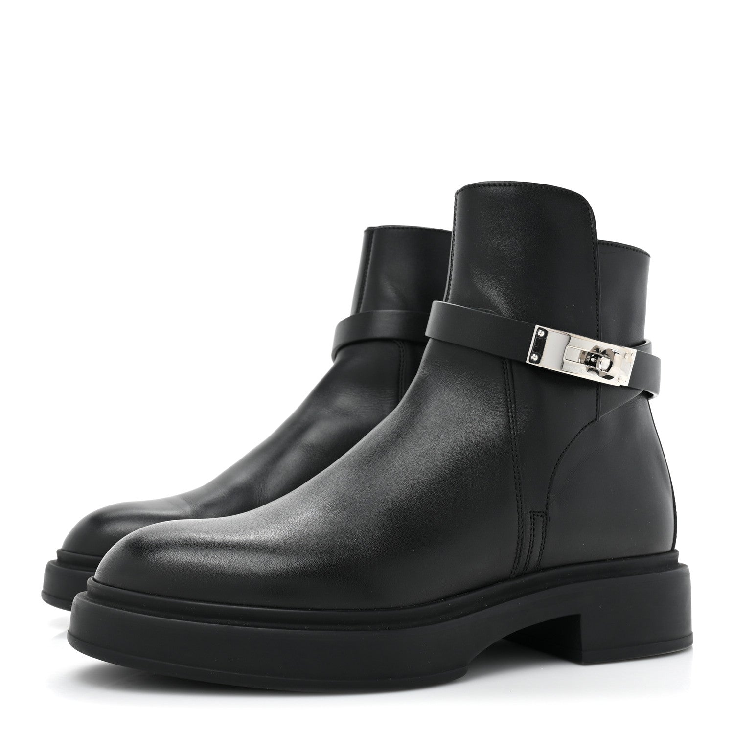 Hermes Calfskin Veo Ankle Boots 36 Black 3 of 9