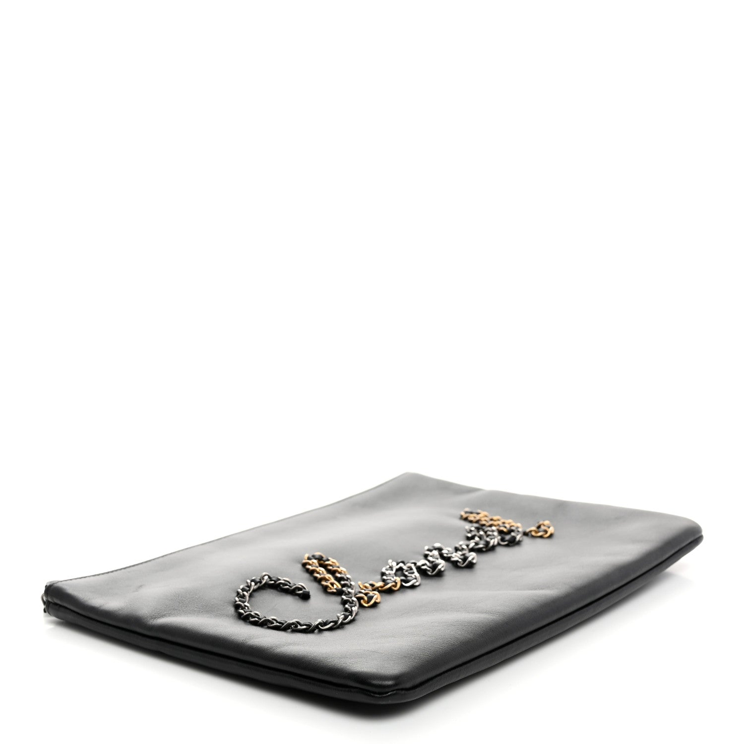 Chanel Calfskin Chain 20s Signe Medium Cosmetic Case Black 4 of 7