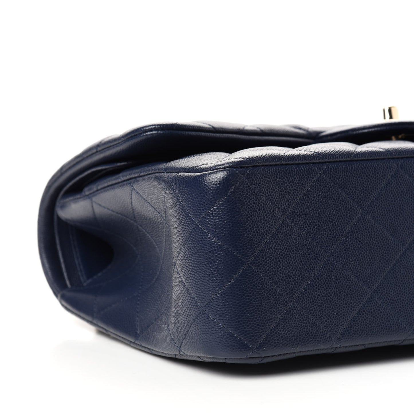 Caviar Quilted Jumbo Double Flap Navy Blue