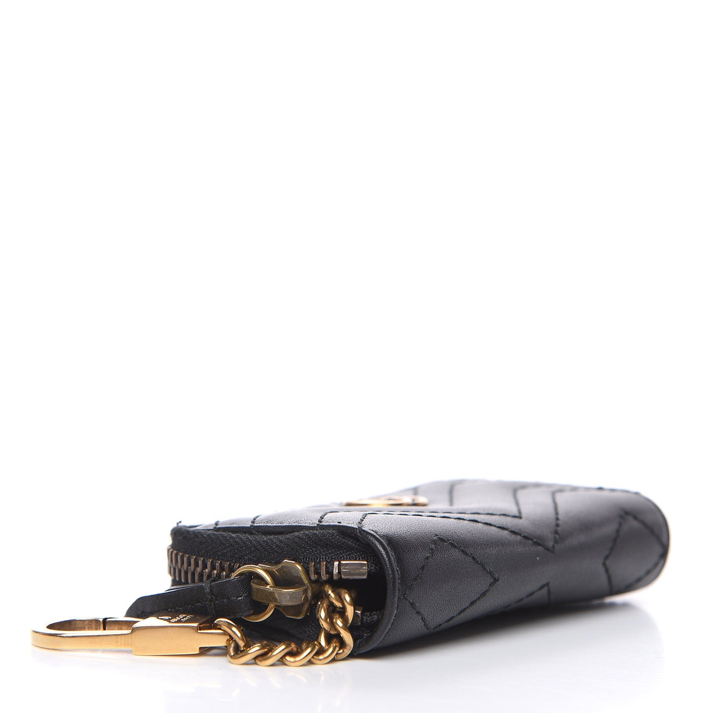 Calfskin Matelasse GG Marmont Zip Around Key Case Black