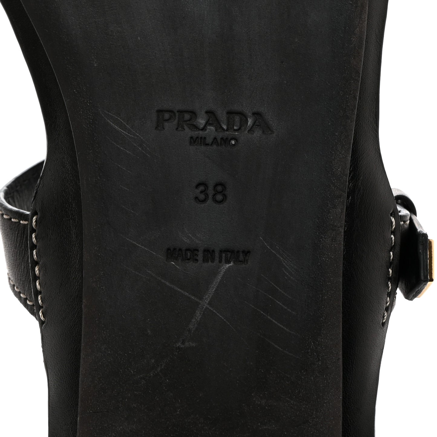 Calfskin Sandali Two Strap Flat Sandals 38 Black