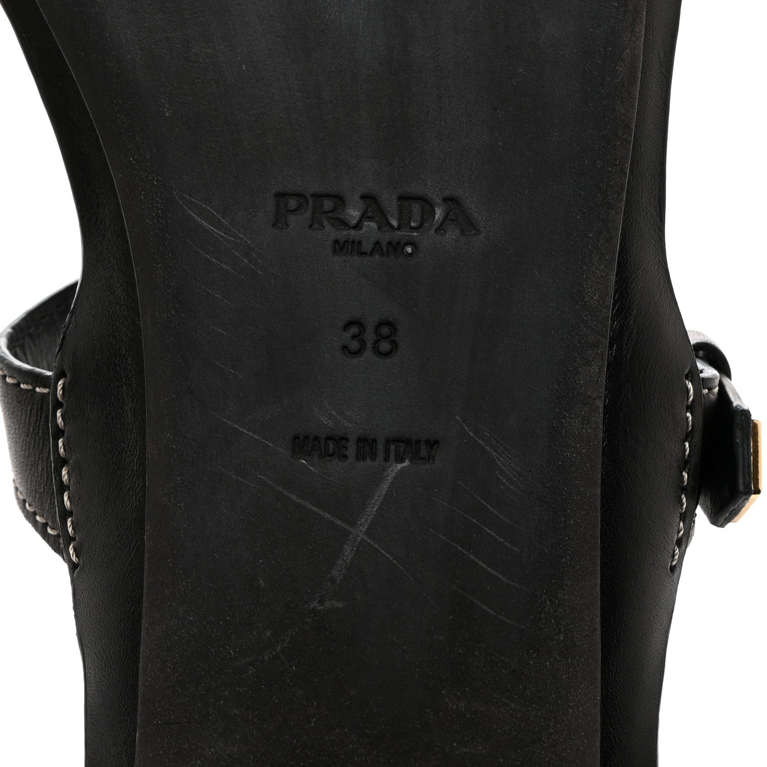 Prada Calfskin Sandali Two Strap Flat Sandals 38 Black 6 of 7