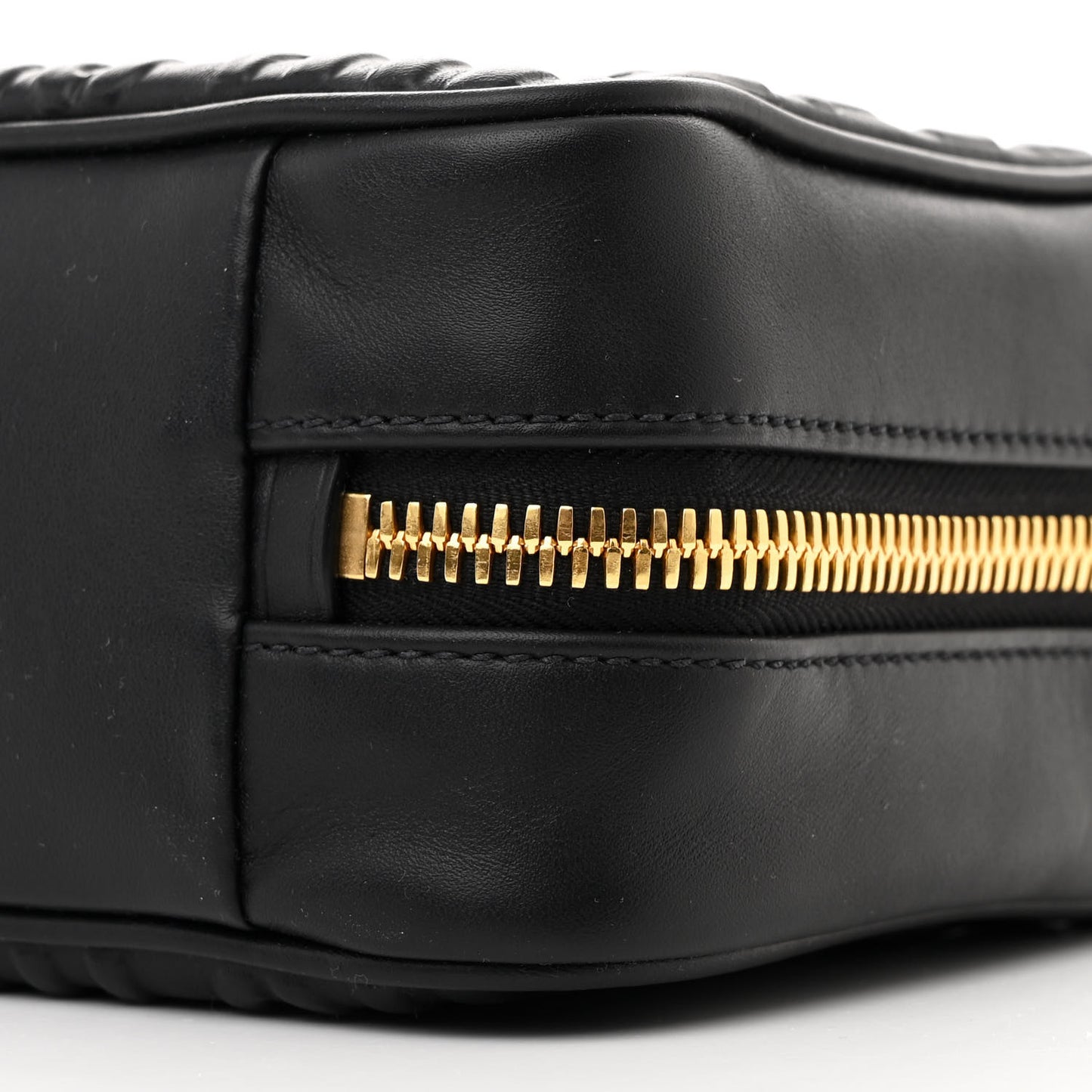 Softy Calfskin Logo Embossed Camera Bag Black