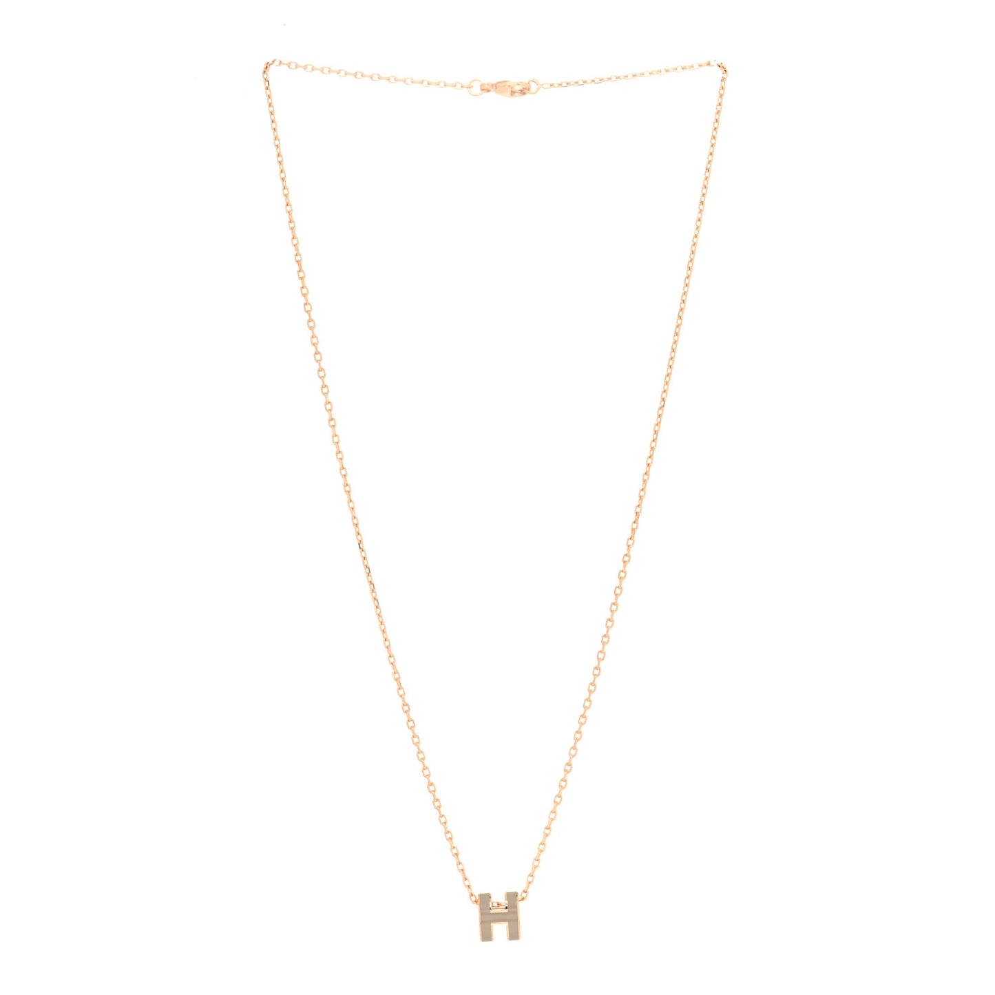 Lacquered Rose Gold Mini Pop H Pendant Necklace Marron Glace