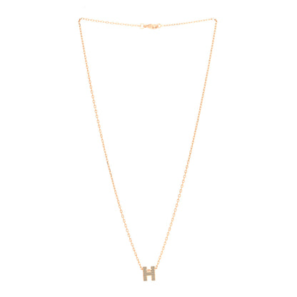 Hermes Lacquered Rose Gold Mini Pop H Pendant Necklace Marron Glace 3 of 5