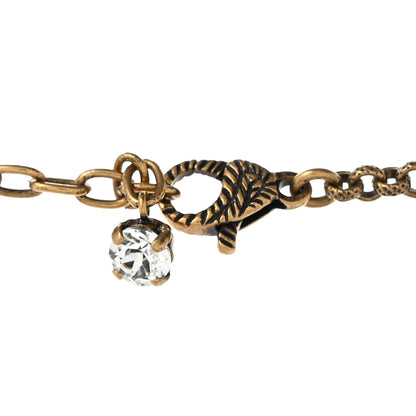 Gucci Crystal Embellished Double G Necklace Aged Gold 4 of 5
