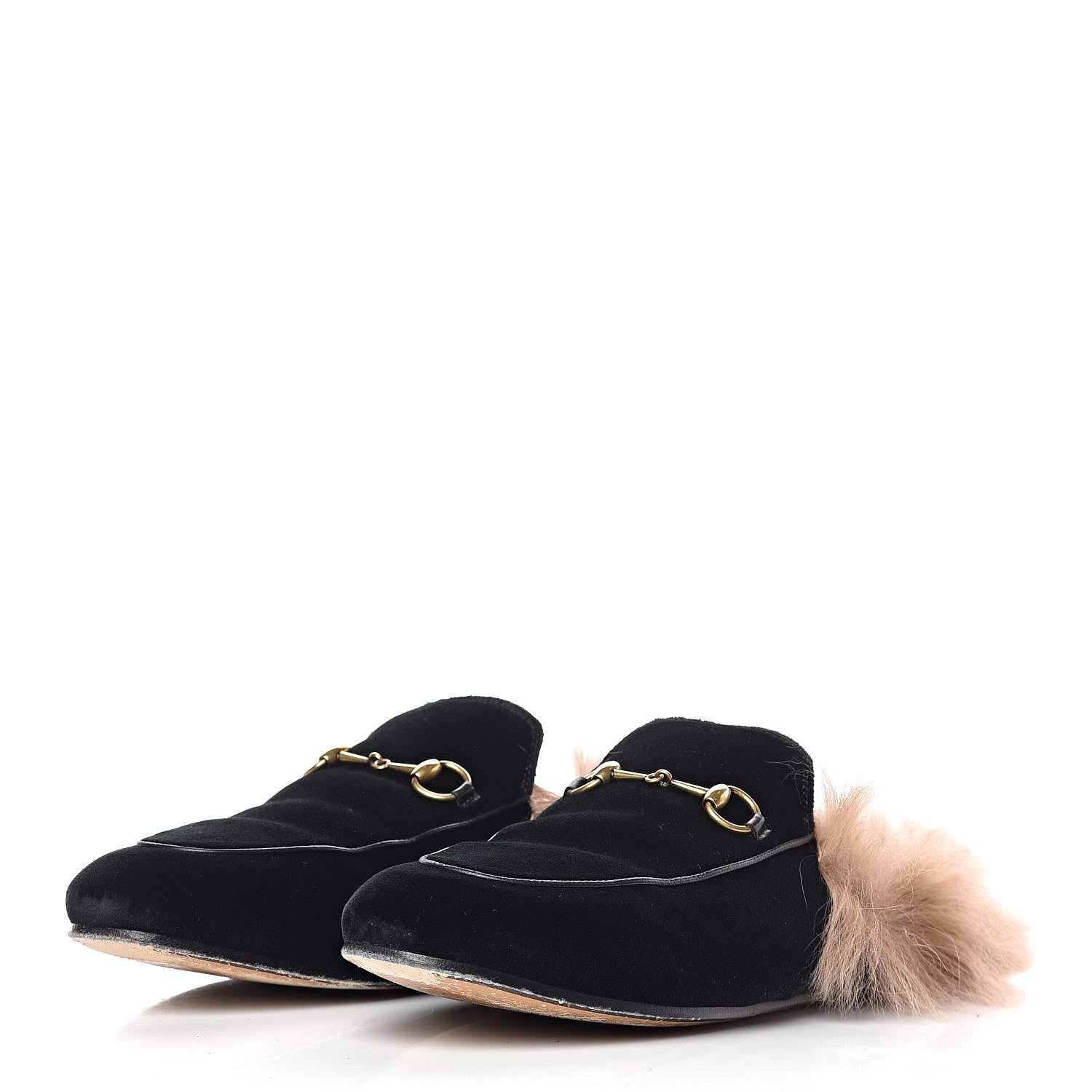 Gucci Velvet Fur Womens Princetown Slippers 41 Black 3 of 12