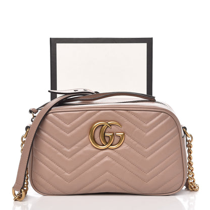 Gucci Calfskin Matelasse Small GG Marmont Chain Shoulder Bag Taupe 10 of 10