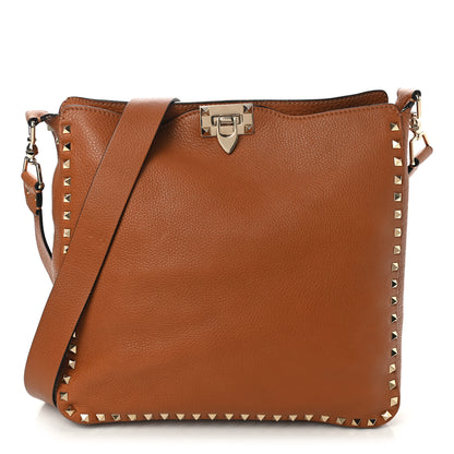 Valentino Garavani Pebbled Calfskin Large Rockstud Flip-Lock Messenger Bag Light Cuir 1 of 10