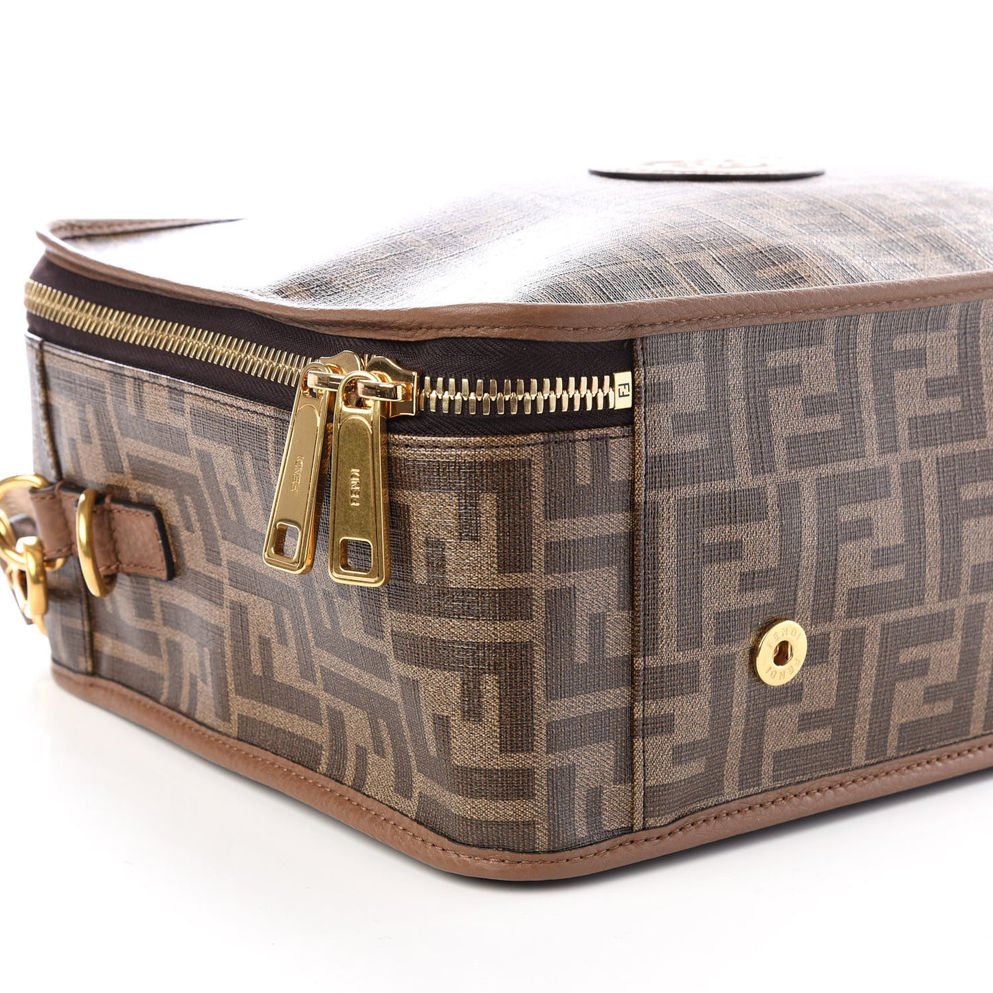 Glazed Fabric FF 1974 Karligraphy Small Travel Bag Mogano Panna