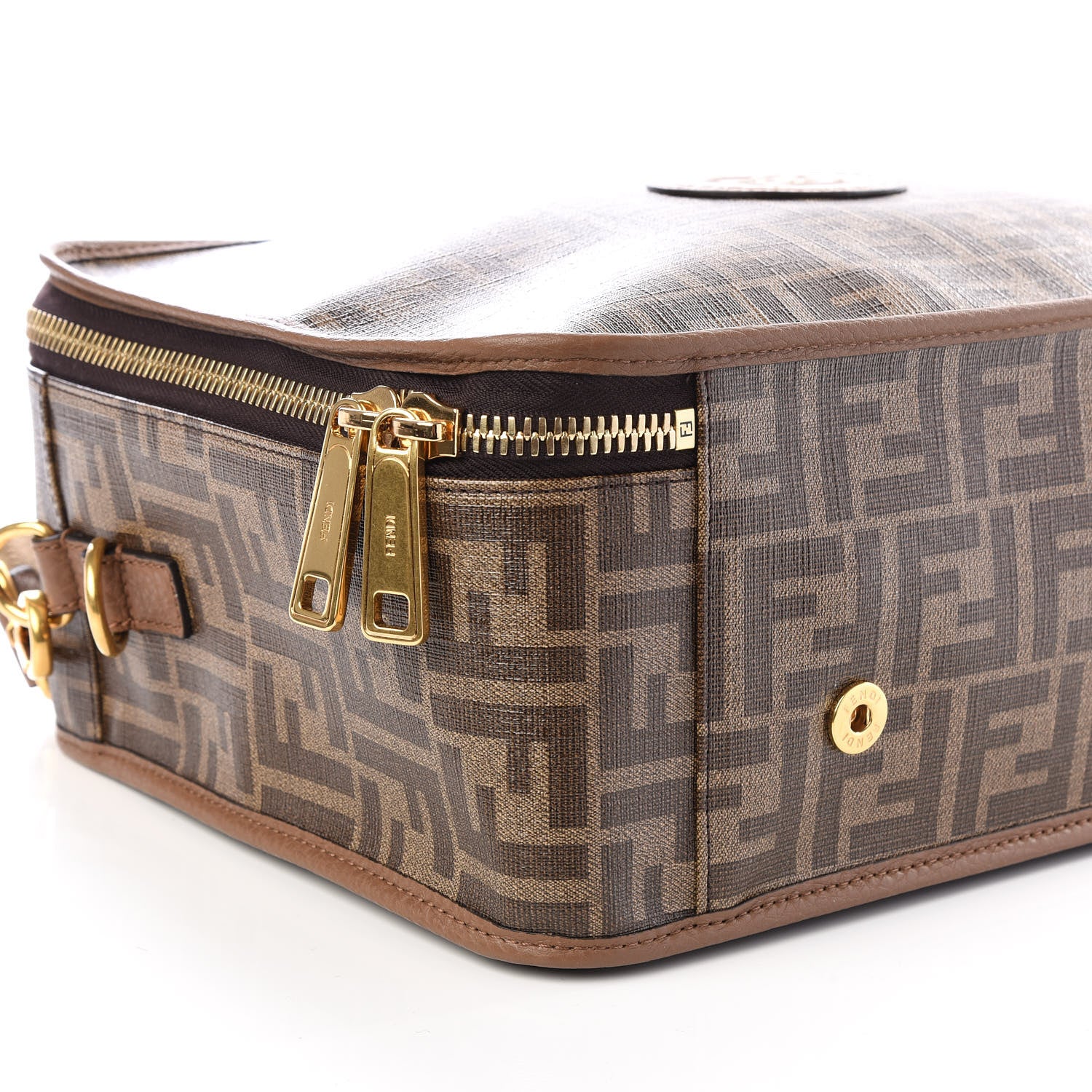 Fendi Glazed Fabric FF 1974 Karligraphy Small Travel Bag Mogano Panna 5 of 9