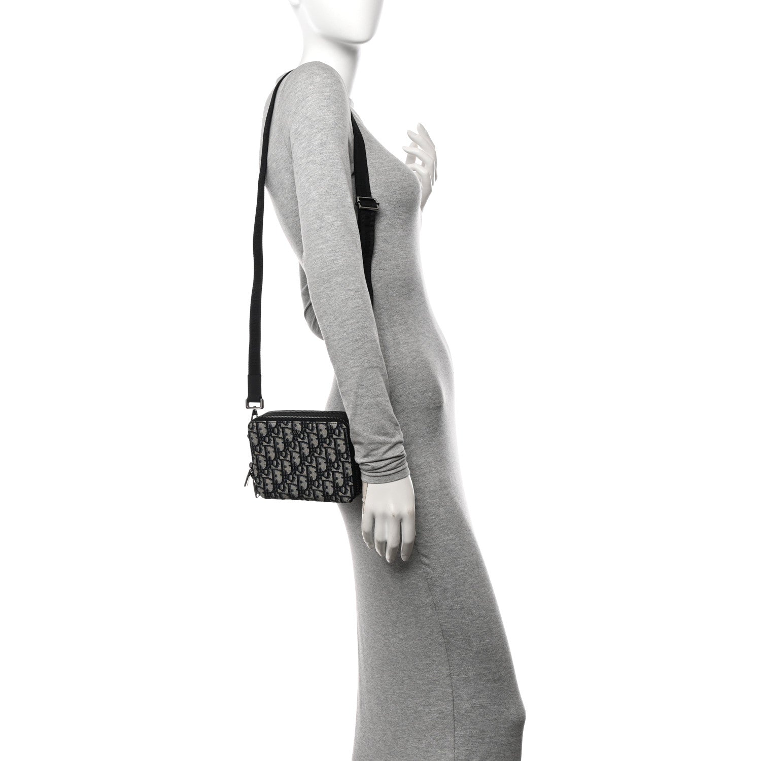 Christian Dior Oblique Pouch Beige Black 2 of 13