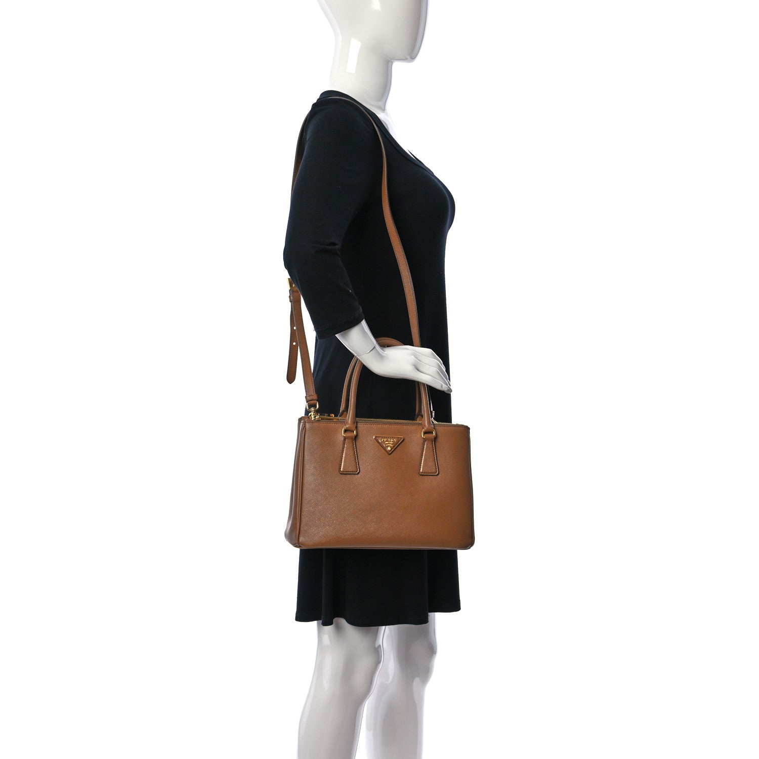 Prada Saffiano Small Galleria Double Zip Tote Caramel 2 of 11