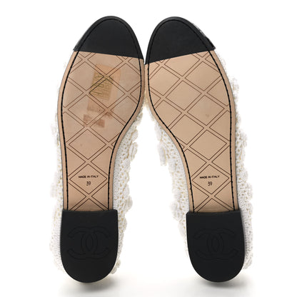 Chanel Crochet Patent Cap Toe Ballerina Flats 39 White Black 5 of 8