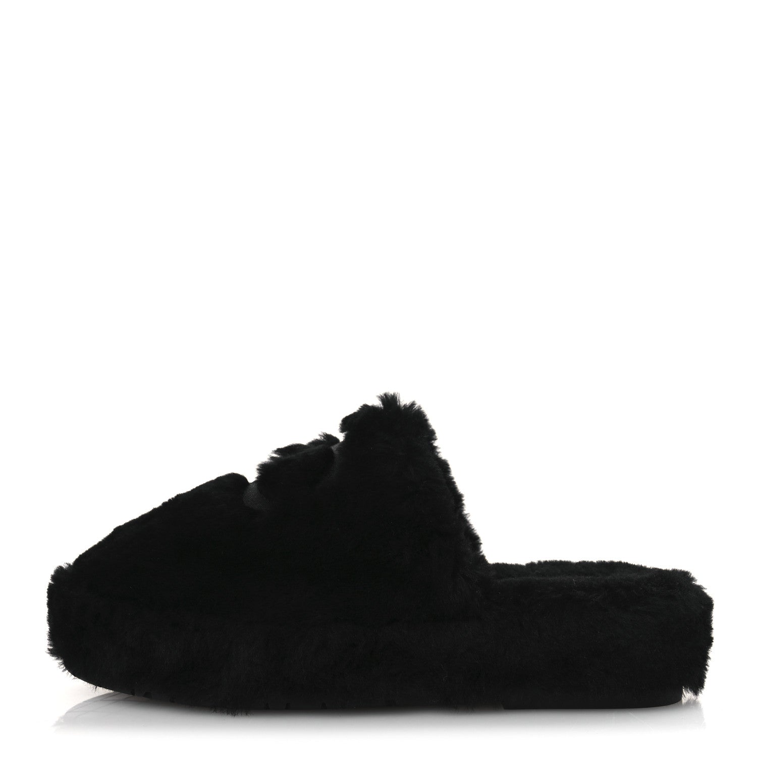 Chanel Shearling CC Flat Mules 40 Black 1 of 10
